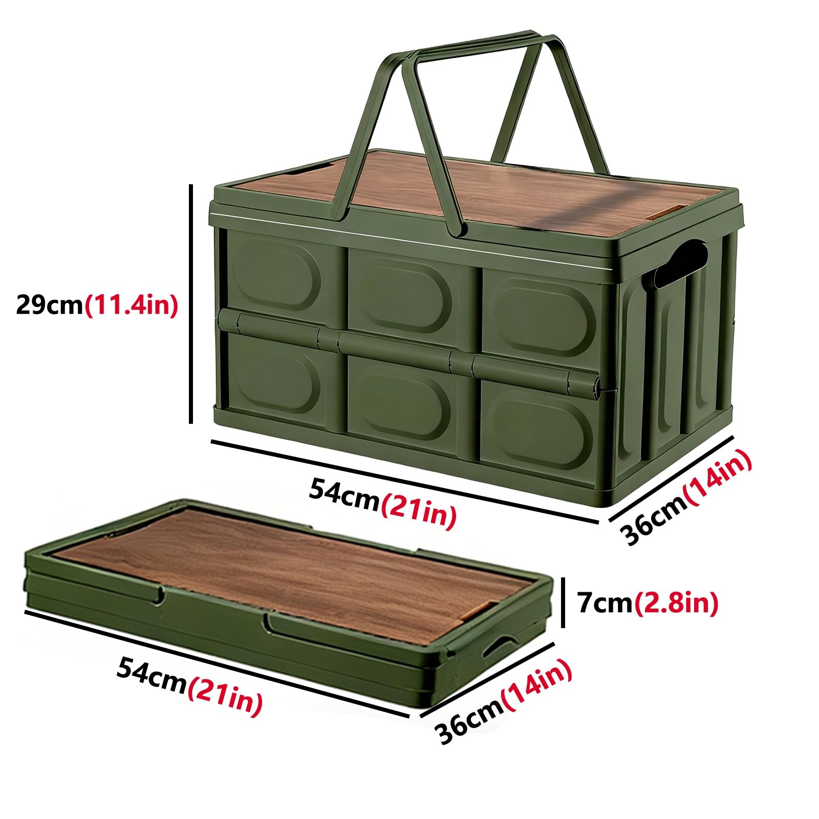 Pudełko do Przechowywania na Zewnątrz Wodoodporne Zwijane Organizer Pikniki Bagażnik 8 Galonów Przenośny(Green,Large)