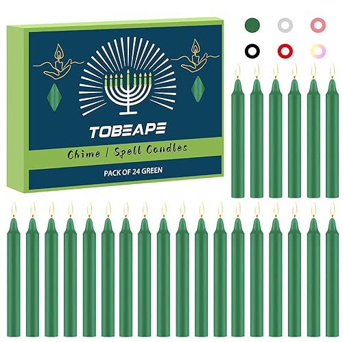 Tobeape Spell Chime Candles 24 pcs Green Candles, 4" Tall Unscented Mini Taper Candle for Witchcraft, Wiccan Altar, Magic Tools, Rituals, Prayer, Meditation and Party - 4 inch Taper Candle-24pcs - Green