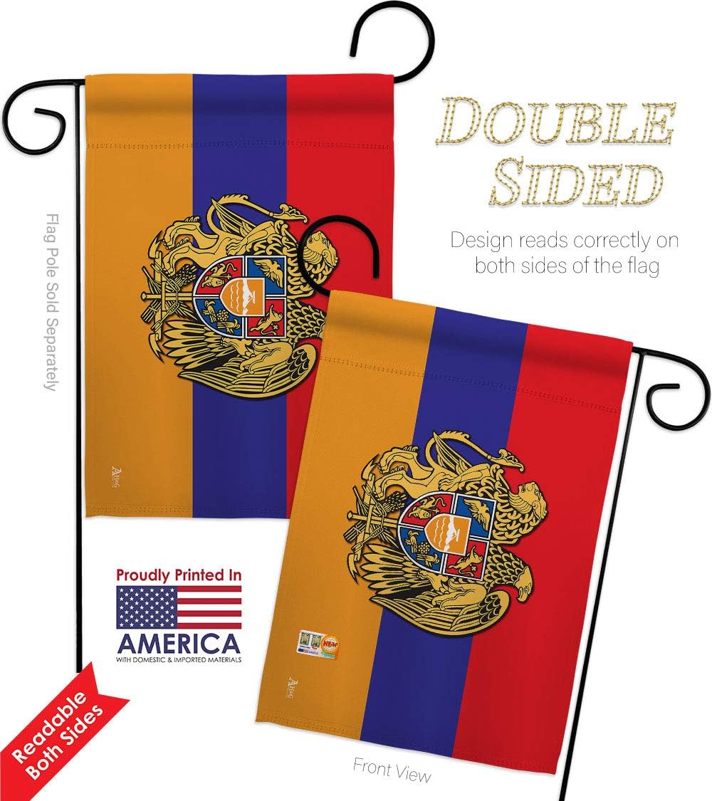 Armenian Garden Flag - 2pcs Pack Regional Nationality Nation International World Country Particular Area - House Decoration Banner Small Yard Gift Double-Sided Made In USA 13 X 18.5