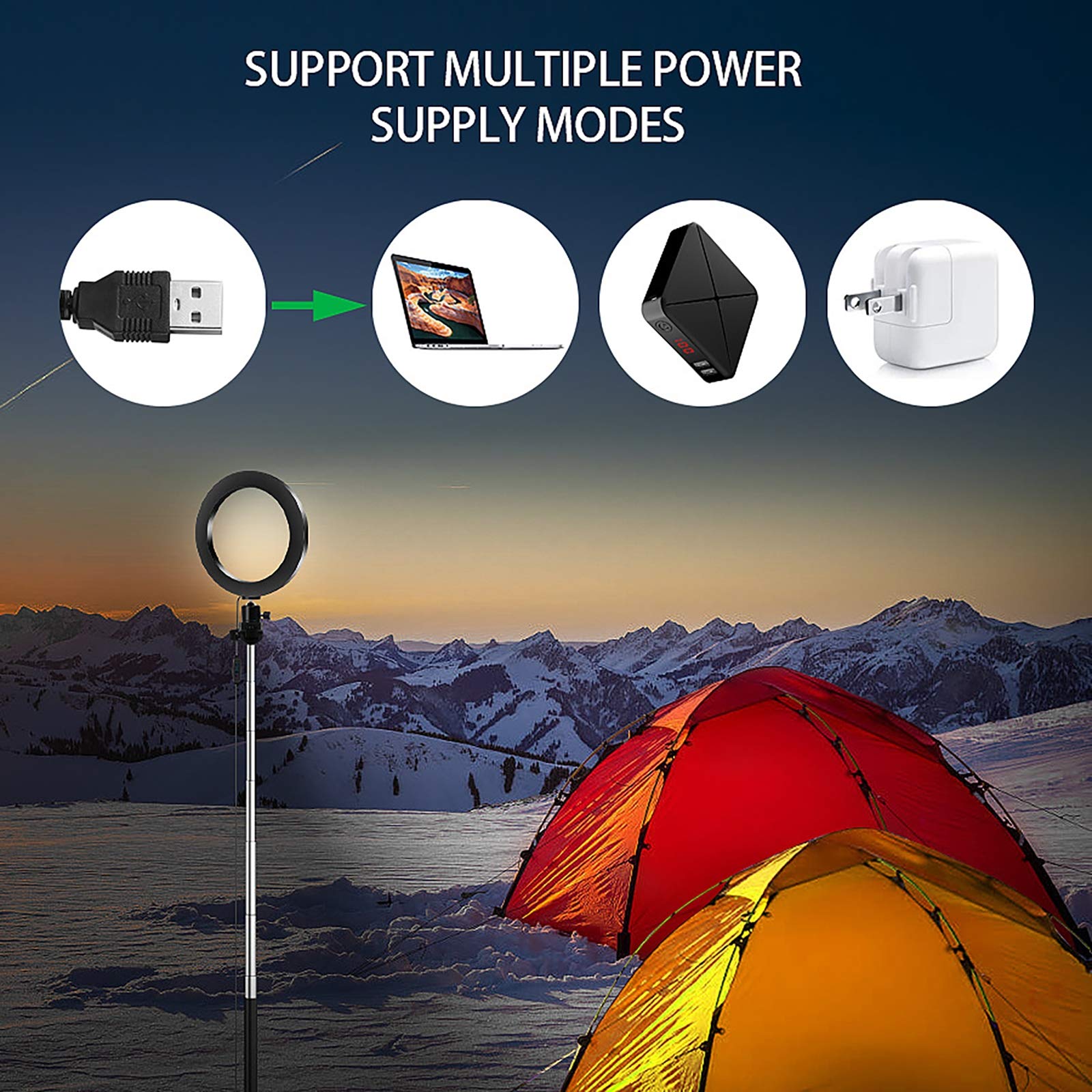Selfie Luce ad Anello con 2 Regolabile Basamento del treppiedi e Supporto del Telefono, LED dimmerabili Desktop di Bellezza Selfie Luce per Youtube Video, in Diretta, Trucco