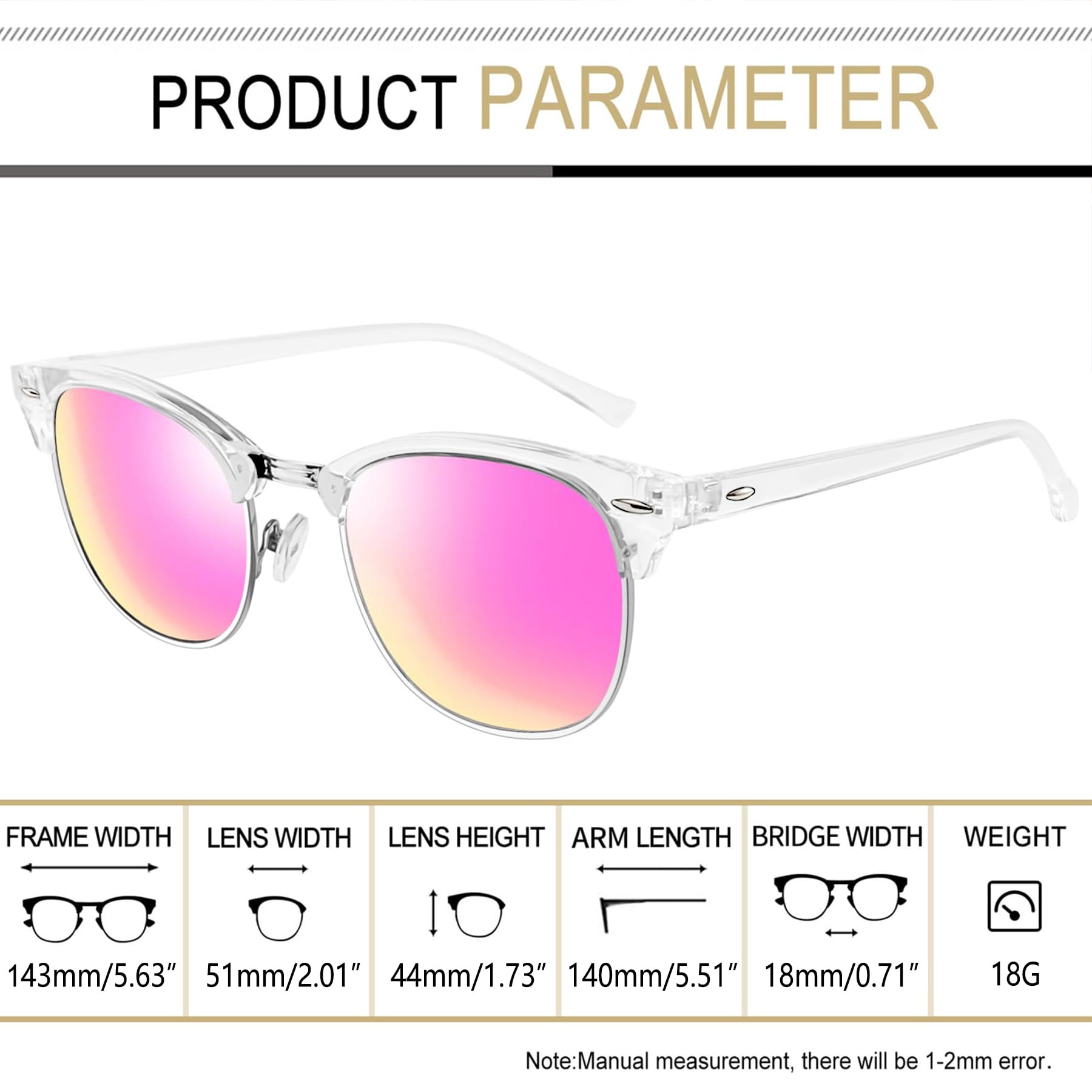 Joopin Okulary przeciwsłoneczne Uniseks Sunglasses Series 8926 (1 w zestawie)
