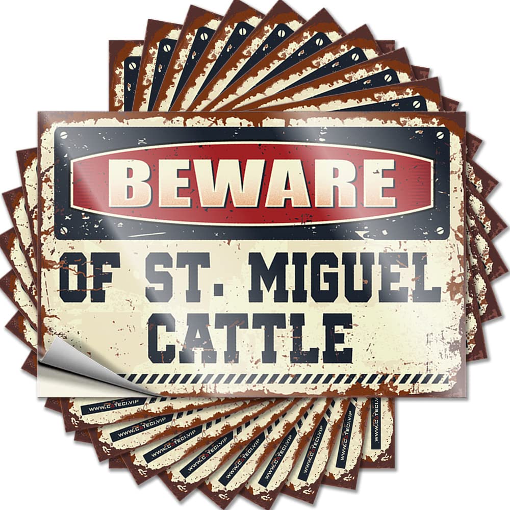 Sticker Laptop Rock Beware of St. Miguel Cattle for Man - Hot Cocoa Bar Decor Easy Peel Removable(8X12CM)