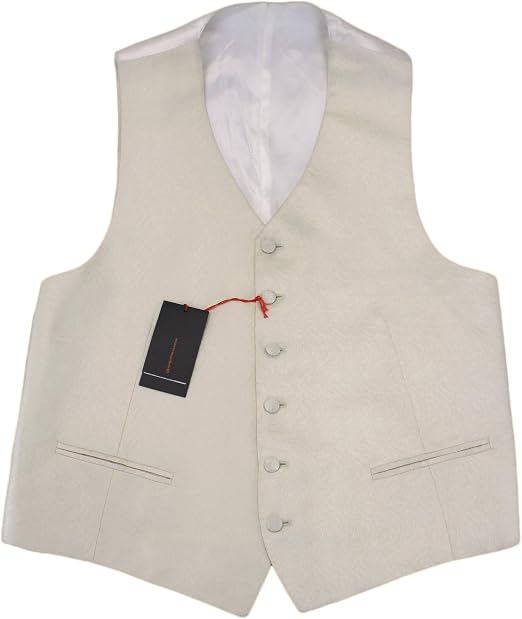 Nazareno Gabrielli Gilet panciotto uomo beige trama floreale in seta  elegante cerimonia taglia 50 (50) : Amazon.it: Abbigliamento