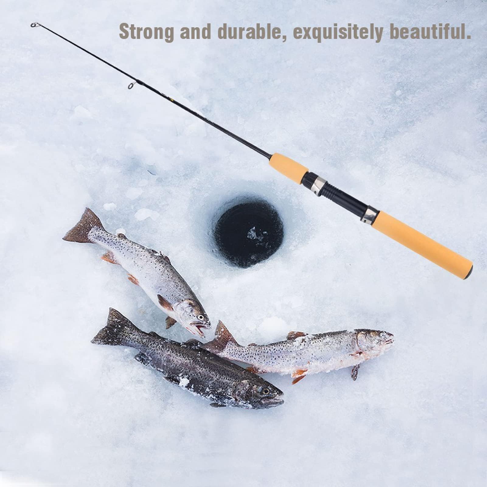 VBESTLIFE Caña de Pescar de Invierno de Hielo, Mini Caña de Pescar Retráctil de Fibra de Vidrio para Pesca en Hielo de Invierno
