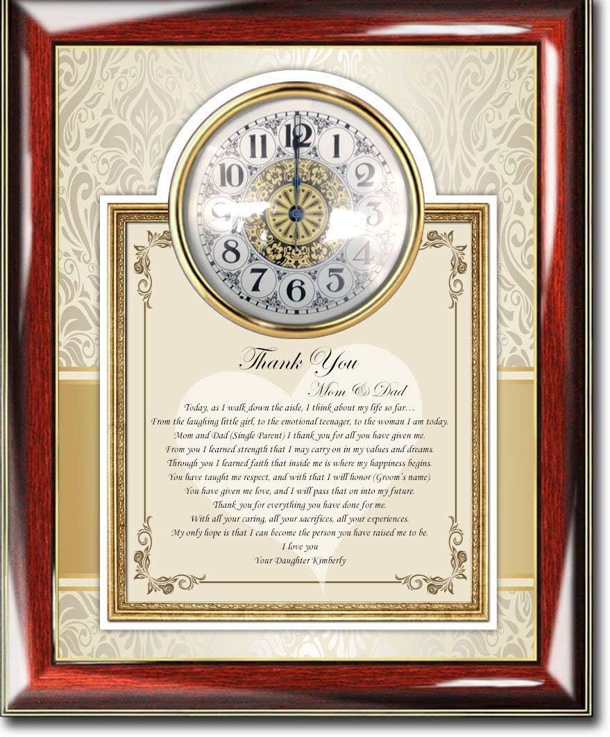 AllGiftFrames Daughter Wedding Thank You Poetry Gift to Parents Clock Wall Frame Plaque Overall Size 14W X 16H Keepsake Personalized