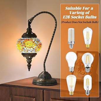 Turkish Lamp, 15 inch Handcrafted Moroccan Mosaic Stained Glass Lamp, for Living Rooms Bedrooms Dining, Beautiful Decorative Table lamp, UK Plug (Bulb Not Included) [Energy Class E]