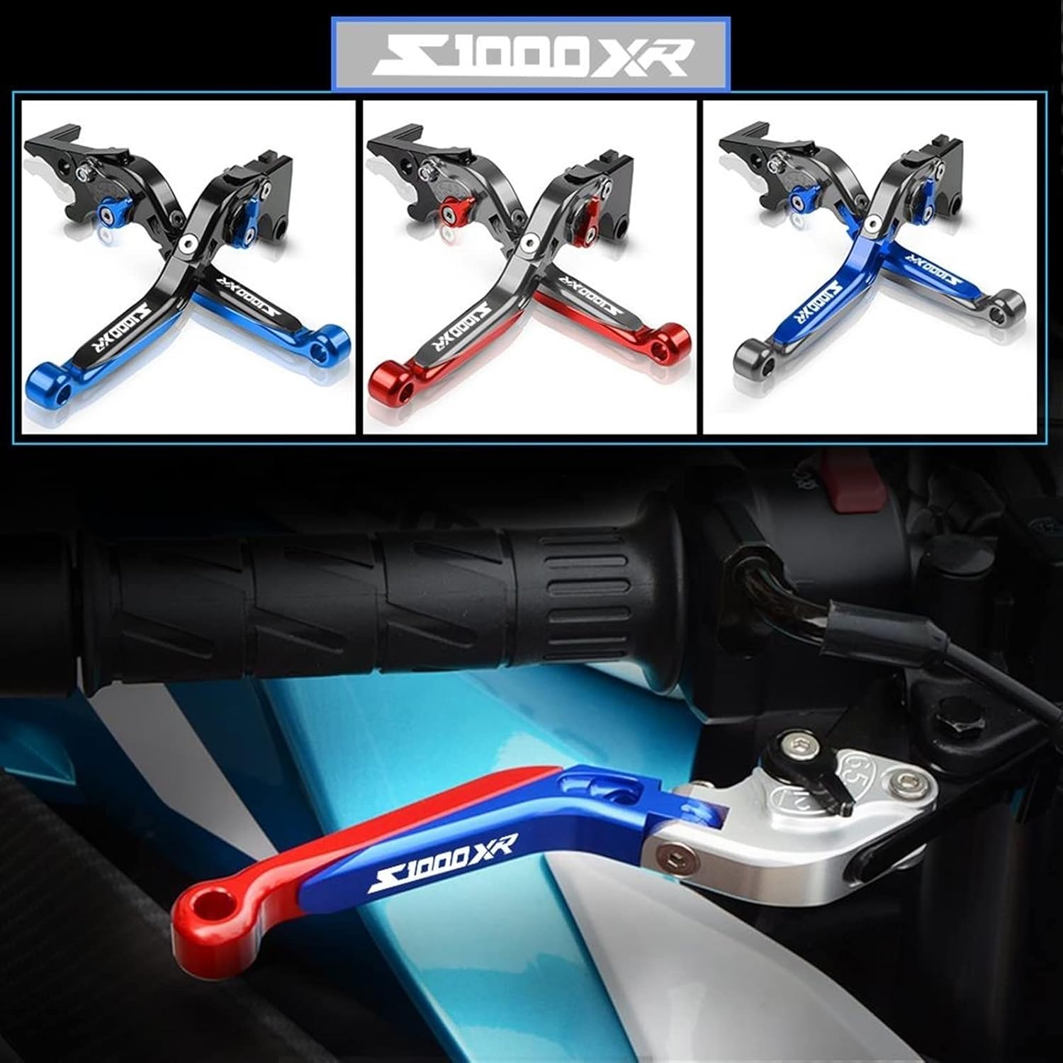 for BMW S1000XR S 1000XR S1000 XR 2015-2018 Motorcycle CNC Accessories Brake Clutch Levers Adjustable Folding Extendable with Logo Lever (Color : 3)