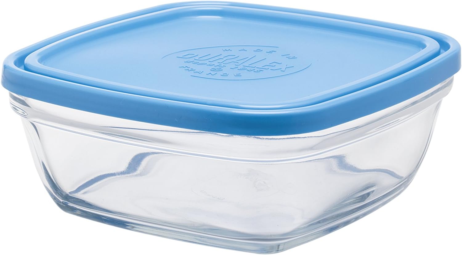 Duralex Saladier Carré 17cm Avec Couvercle Bleu Lys - Verre Trempé Résistant