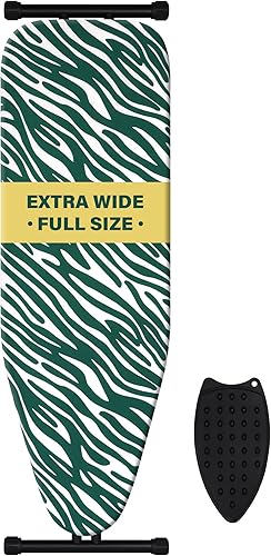 Miniatura 10 de caius Tabla de planchar, compacta y ahorradora de espacio, tabla de planchar de tamaño completo, área de planchar extra ancha con cubierta acolchada