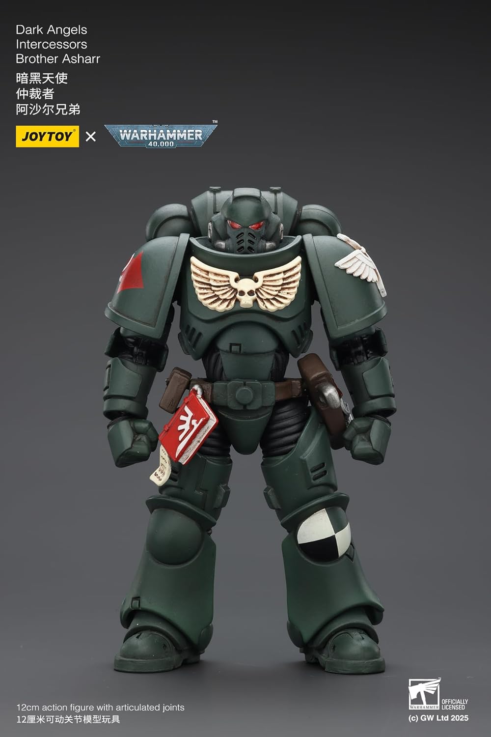 JOYTOY Warhammer 40k Dark Angels 1/18 Action Figure Dark Angels Intercessors Brother Asharr Collectible Gifts,Toys for Kids 15+ and Adults 4.72-inch