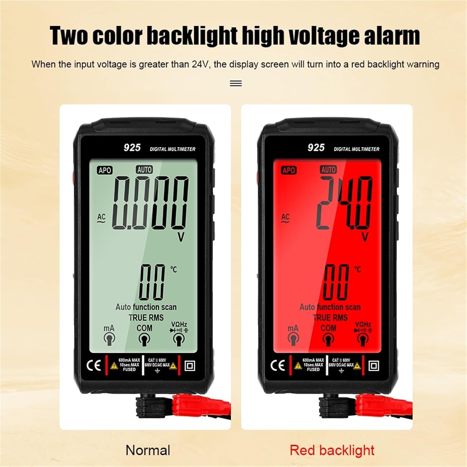 Smart Digital Multimeter Tester TRMS 10000 Counts Display 500mAh Lithlum Battery DC/AC Voltage Current Multimetro 925