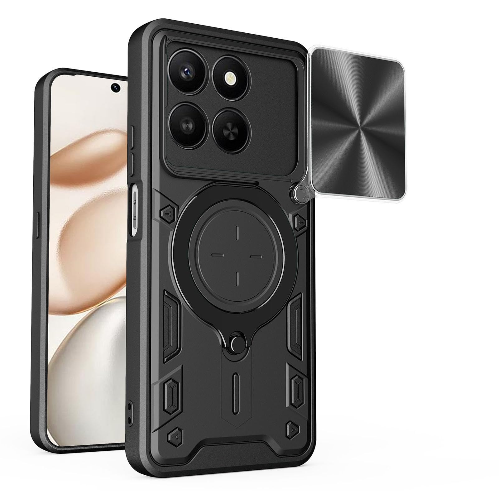HAONANDE cover per Honor 400 Smart 5G / Honor X7d 4G 5G con supporto, compatibile con MagSafe, custodia magnetica in fibra di carbonio, protezione antiurto sottile per uomo Nero HAONANDE cover per Honor 400 Smart 5G / Honor X7d 4G 5G con supporto, compatibile con MagSafe, custodia magnetica in fibra di carbonio, protezione antiurto sottile per uomo Nero