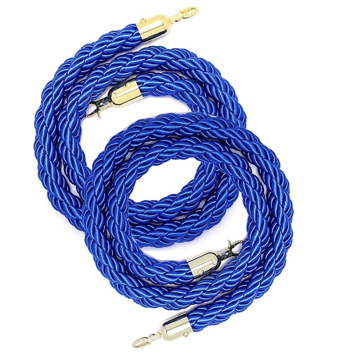 Blue - Cuerda de control de multitudes de 2,1 m, barrera de cola de cáñamo con mosquetón pulido, cuerda duradera para gestión de eventos para orientación de visitantes y soluciones de cola