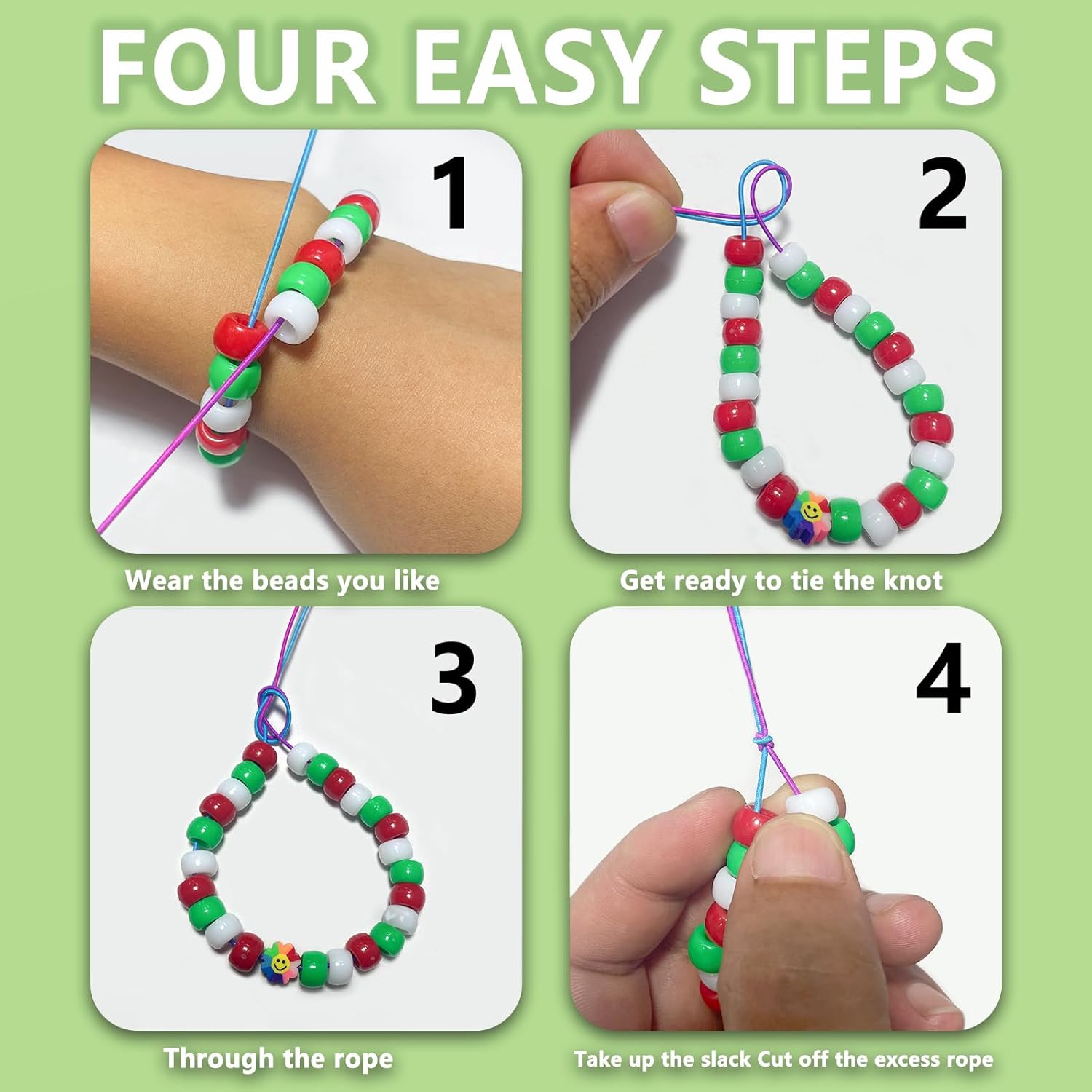 3 Rolls 1.0 mm 255 Feet Rainbow/White/Black Elastic Bracelet Stretchy String Cord, Stretch Bead Cord for Bracelets Jewelry Making, Necklaces, Beading and Crafts - Image 9