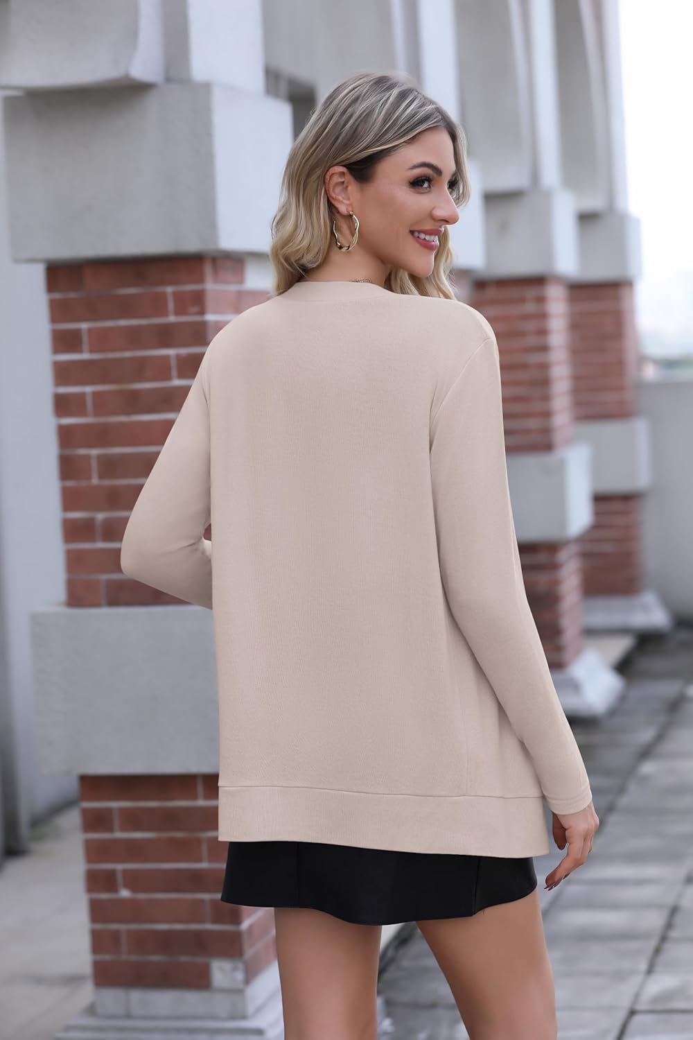 Bettysays Women's Long Sleeve Open Front Cardigan Casual Loose Lightweight Dusters Cardigans - Image 2