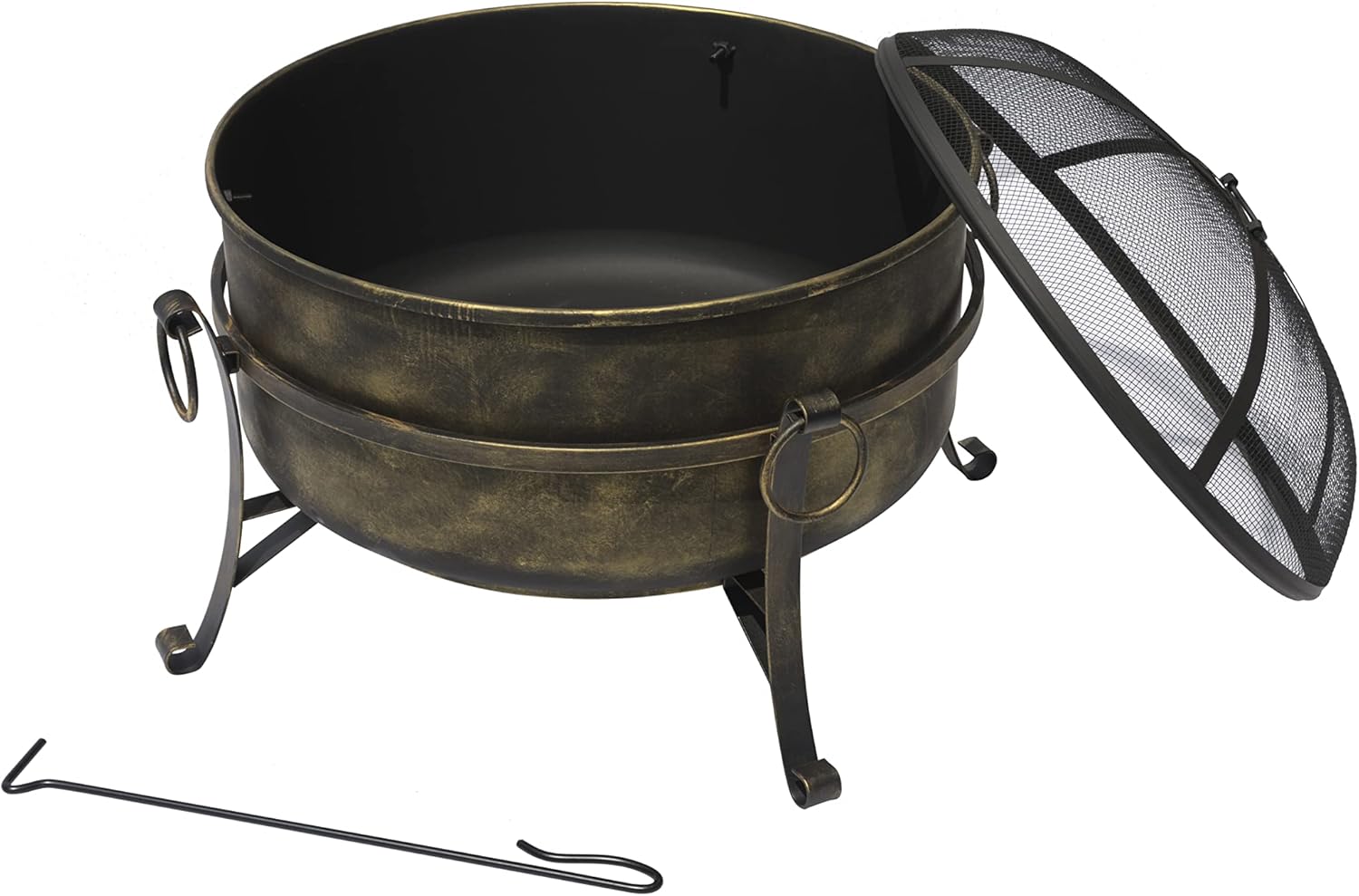 Blue Wave 24" All-Weather Outdoor Laguna Steel Cauldron Fire Pit - Black and Bronze