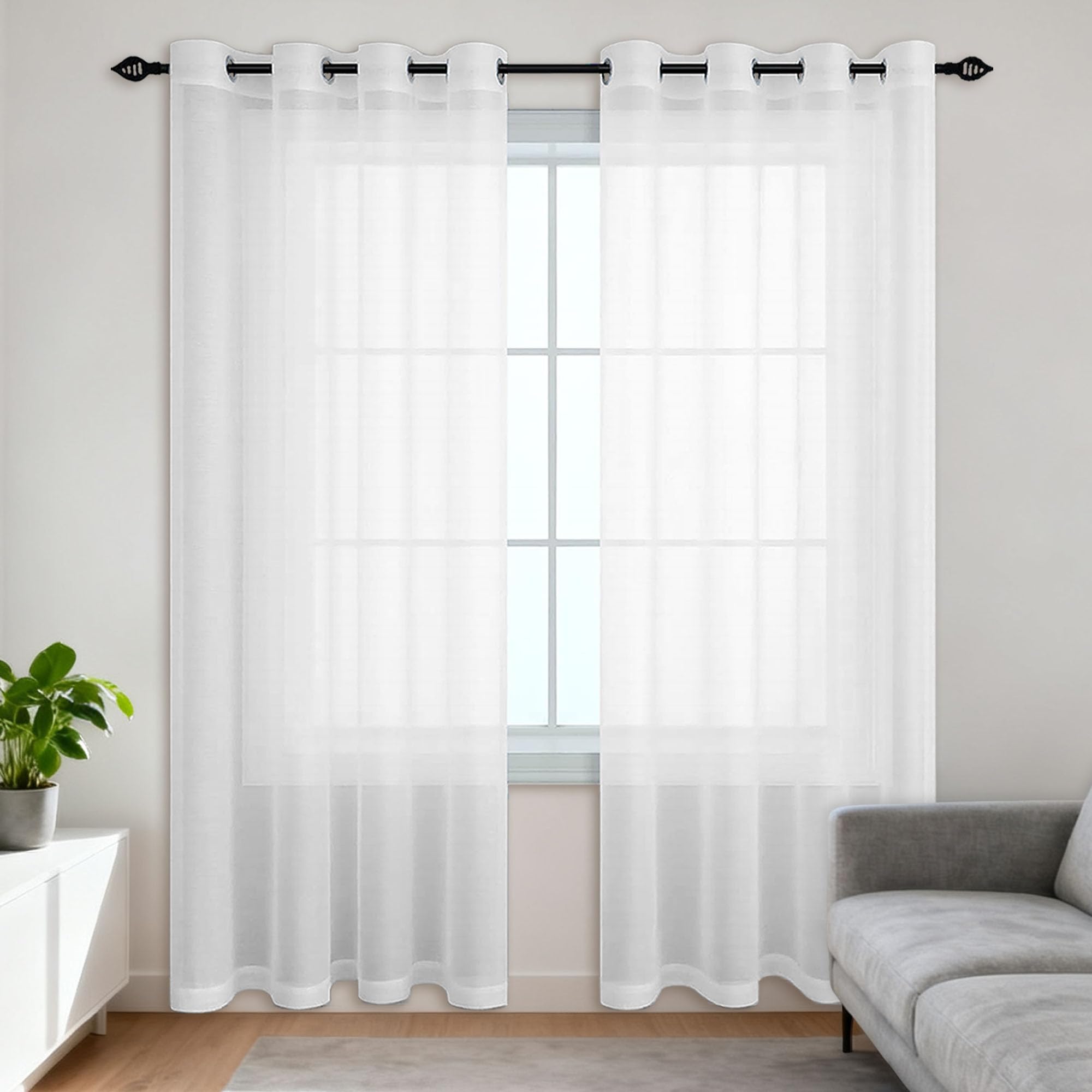 Rideaux de fenêtre transparents grand format 220x300 voilage blanc salon