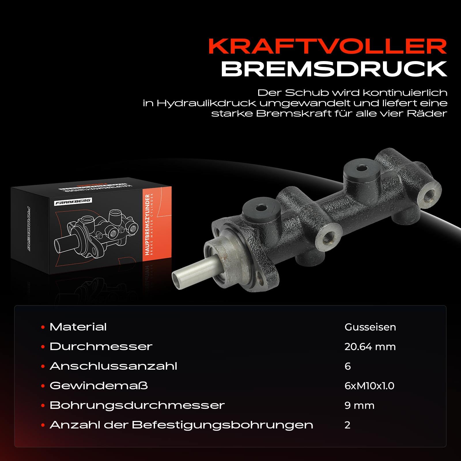 Frankberg 1x Hauptbremszylinder Bremszylinder Kompatibel mit Golf I 17 1.1L-1.6L 1974-1983 Santana 32B 1.6L-2.0L 1981-1984 Polo 80 86 86C 0.9L-1.3L 1975-1994