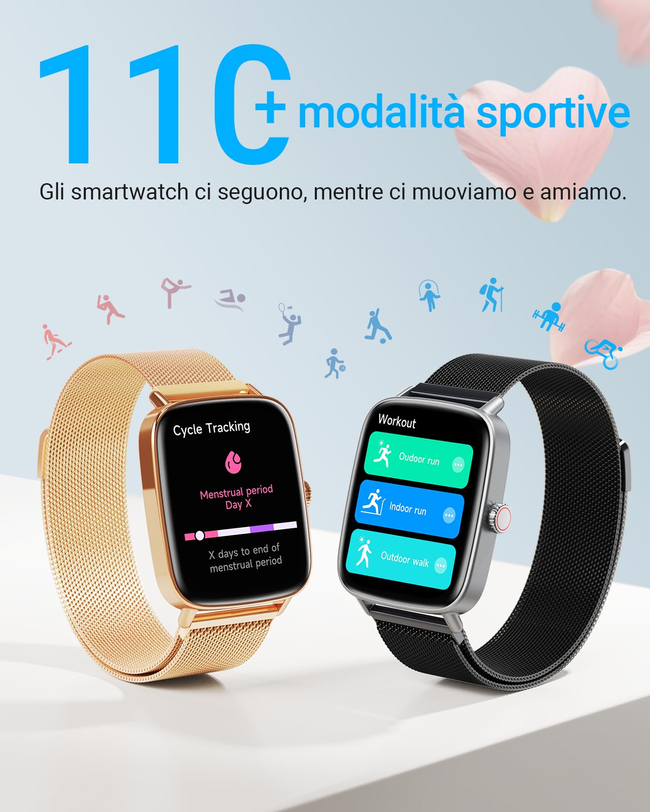 Smartwatch Uomo Donna Chiamate e Whatsapp, 1.85" Smart Watch Contapassi Cardiofrequenzimetro da polso/SpO2/Contapassi/Sonno, Orologio Smart Fitness Sportivo Impermeabile per Android iOS Metallo Nero