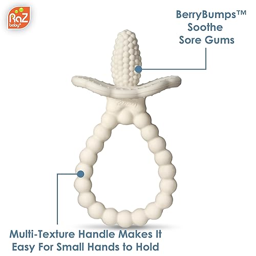 Miniatura 2 de RaZbaby BerryBumps - Mordedor de silicona texturizada para bebés, alivia las encías doloridas de los bebés, juguete para aliviar la dentición