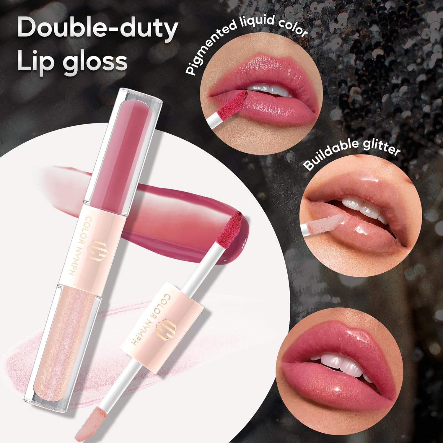 Color Nymph Full Cosmetics Set for Beginner, Makeup Gift Kit for Girls, Women & Teens, Sequin Make up Bag for Starters Includes Lip Gloss, Lipstick, Liquid Blush, Eye shadow Palette, Mascara etc - Image 6