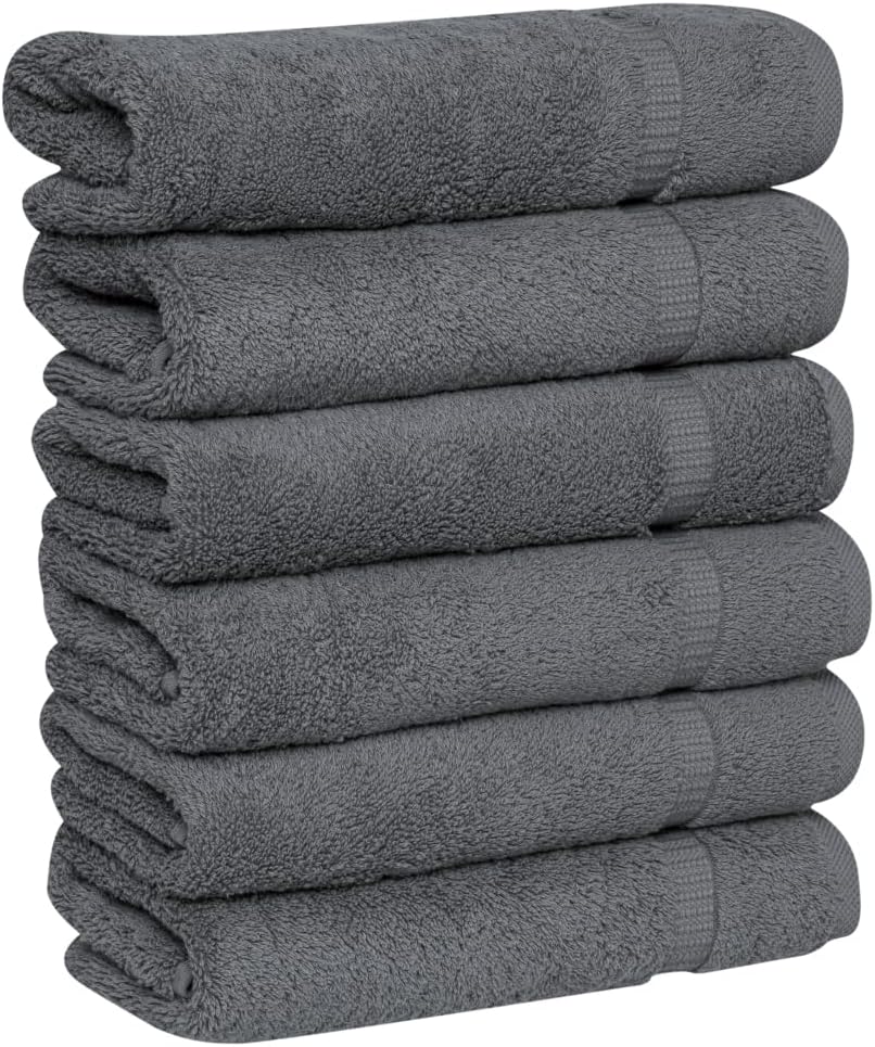 Serenity Luxury Turkish Towels – 12 Pieces Wash Cloth, Long-Fiber Turkish Cotton with Ring-Spun Terry Loops - (Midnight Gray, Wash Cloth)