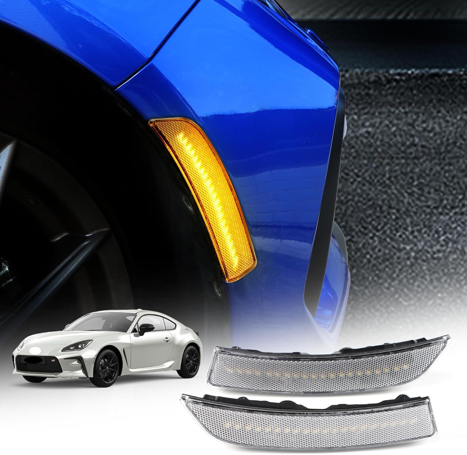 KUNGKIC For Toyota GR86 Subaru BRZ 2021 2022 2023 2024 2025 LED Turn Signal Brake Parking Side Marker Light IP67 Waterproof Sport Style Extend Decoration Accessories Clear Lens