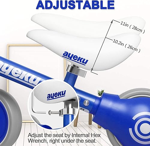 Miniatura 3 de VEEKI Bicicleta de equilibrio para bebés de 1 año, bicicleta de equilibrio para niños de 12 a 24 meses con asiento ajustable, juguete infantil sin