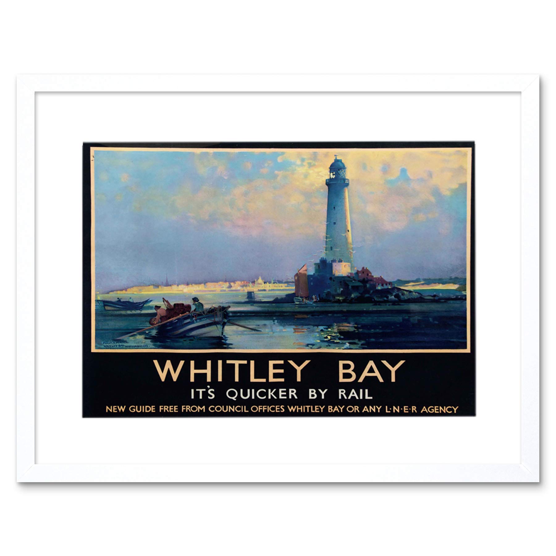 WHITLEY BAY TYNE WEAR ENGLAND LIGHTHOUSE ST MARY FRAME PRINT PICTURE F12X1470