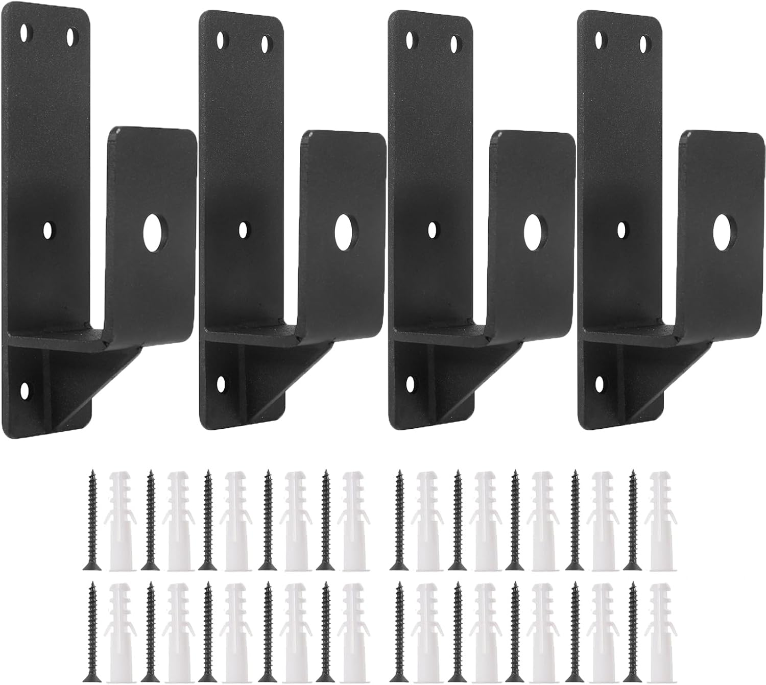 8 Pack Door Barricade Brackets 2 x 4 Door Security Bar Heavy Duty Drop Open Bar Holder for Home Security Fits 2 x 4 Lumber Door Brace for Home Security, Black