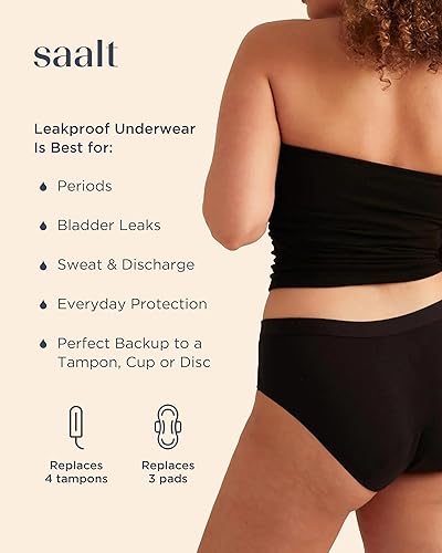 Miniatura 2 de saalt EveryWear Cotton Brief Period Underwear - Heavy Absorbency - Comfortable, Thin, and Keeps You Dry from All Leaks
