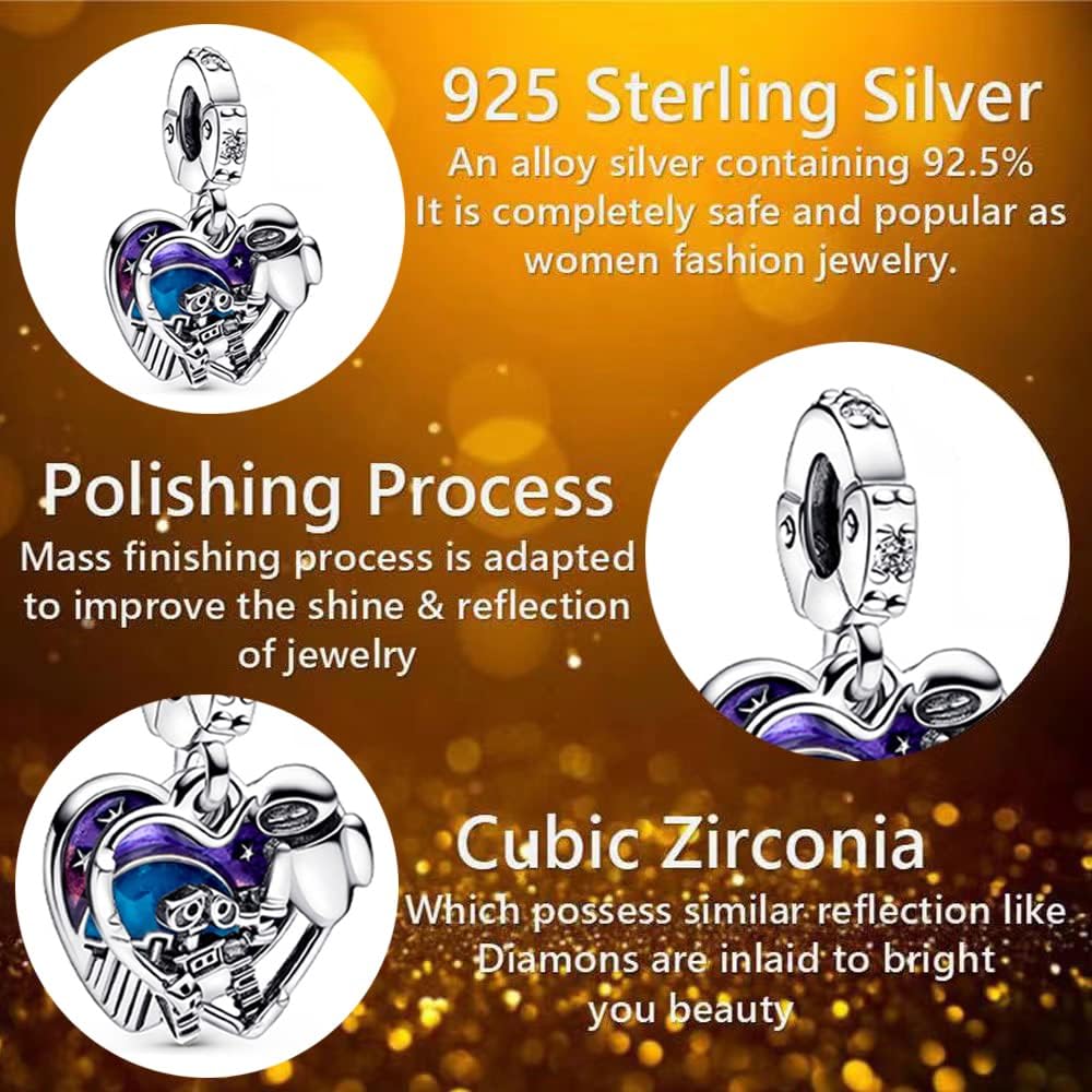 Jewelry Family Love Heart Charms 925 Sterling Silver with Cubic Zirconia for Women Bracelets and Necklaces,Mother's Day for Women - Image 2