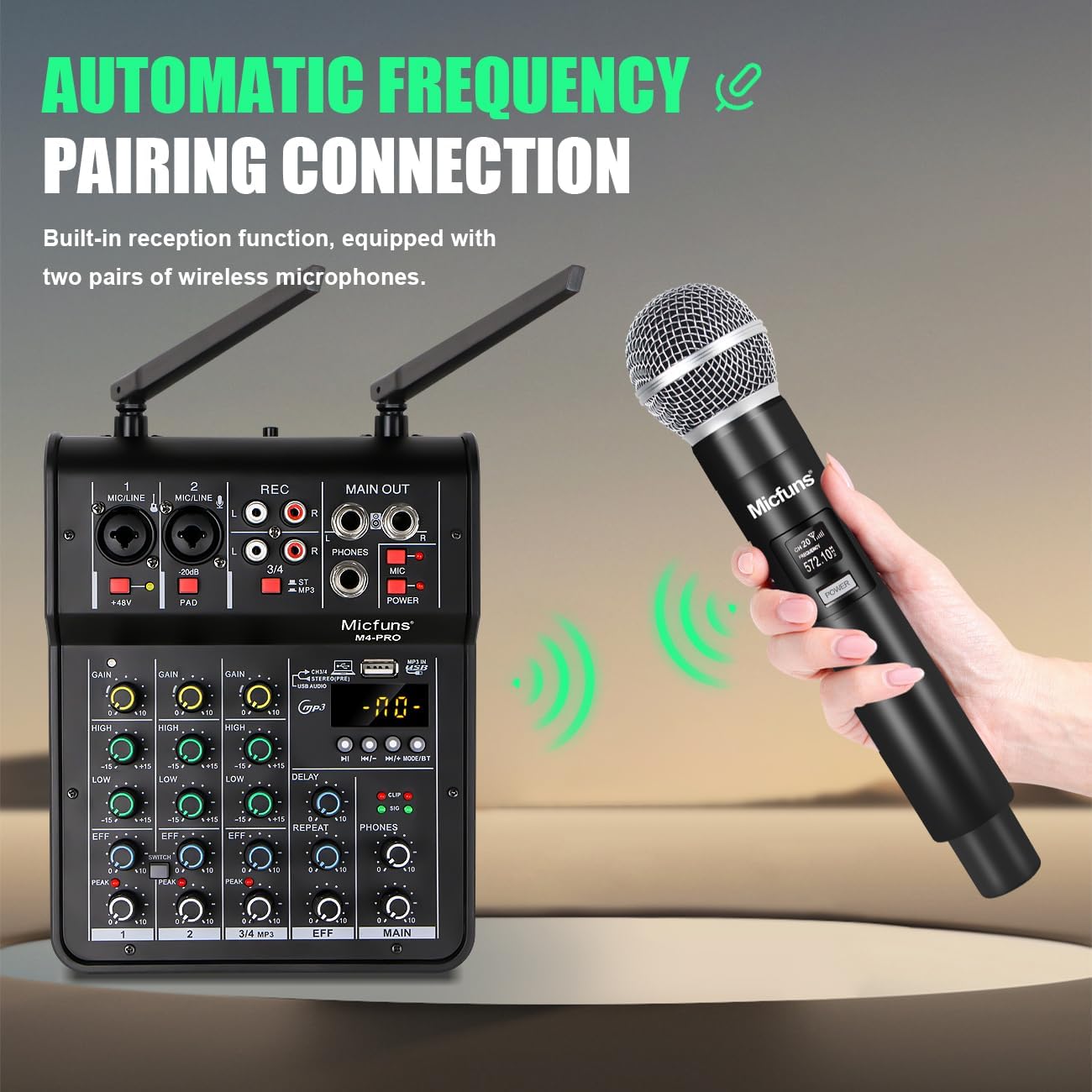 Automatic Frequency Pairing Connection for wireless microphones