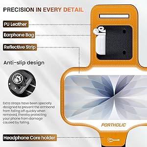 PORTHOLIC 2025 Running Armband Water Resistant Sports Phone Holder Case with Extension Strap,Card Slot Up to 6.9" Phone for iPhone 17/16/15/14/13 Plus Air Pro Max XR/XS, Galaxy S25/24/S10