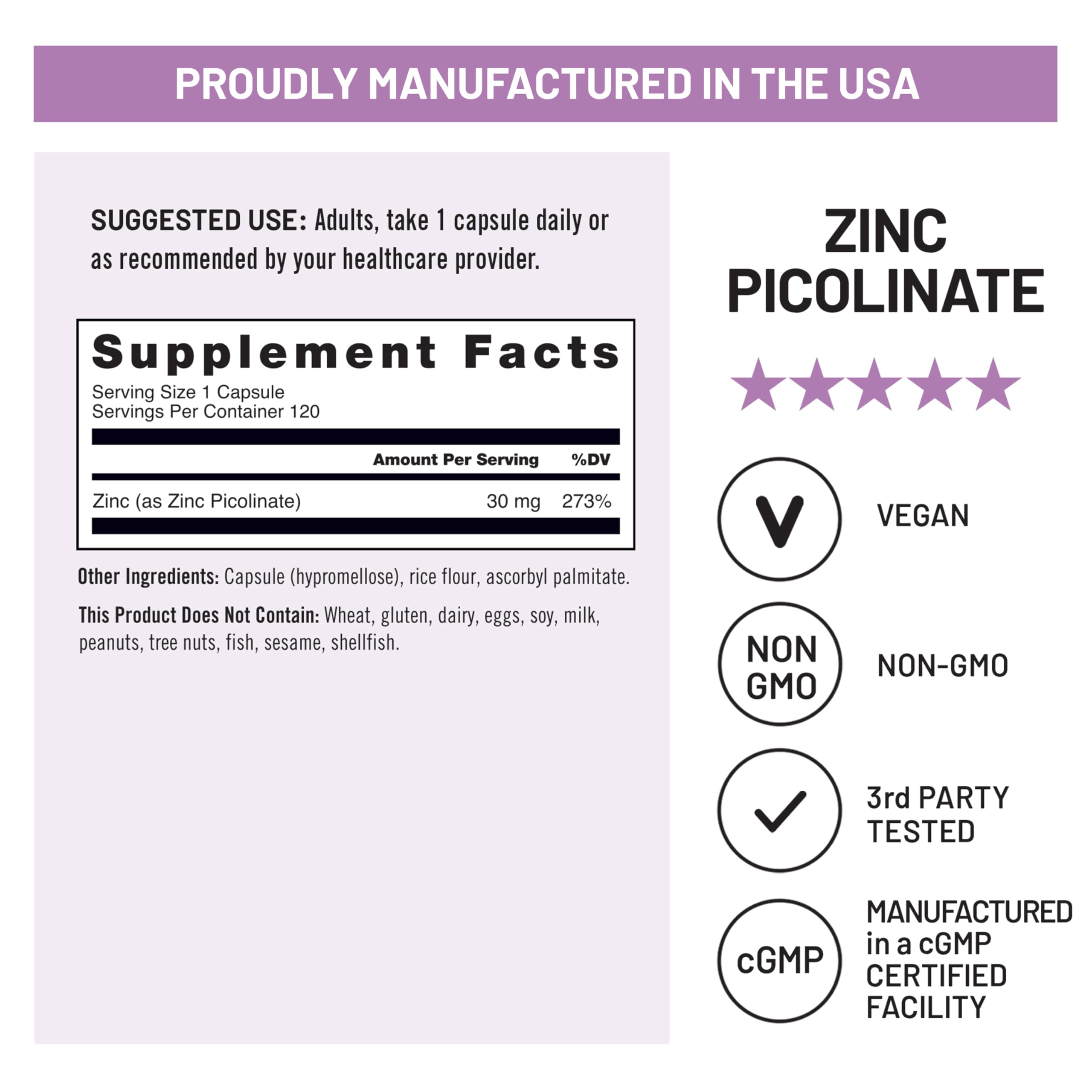 NatureWise Zinc Picolinate 30mg Supplement for Immune Support, 120 Capsules — Amazon image 5