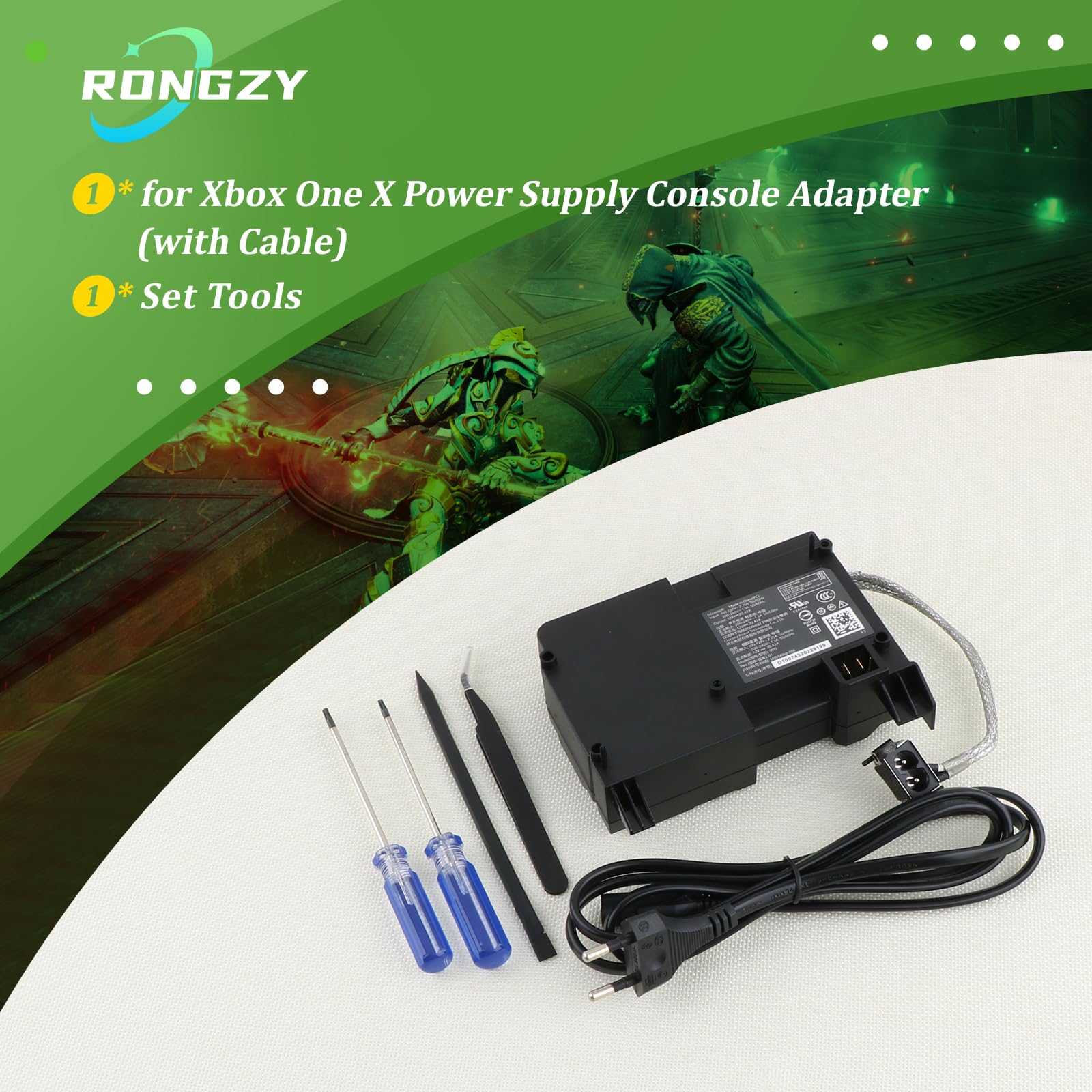 RongZy Für Xbox One X Netzteil Ersatz für One X Interne Netzteil Stromquelle mit AC-Adapter Konsolenzubehör mit Reparaturwerkzeuge