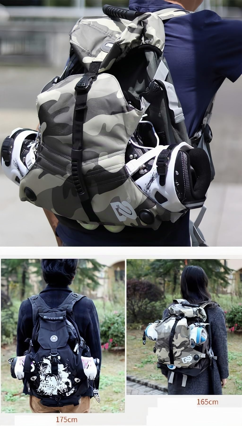 ZBH1985 Sac à Dos à roulettes à Compartiments Multiples - Rangement extérieur pour Patins à roulettes en Ligne, Quad, artistiques et Chaussures de Patinage sur Glace