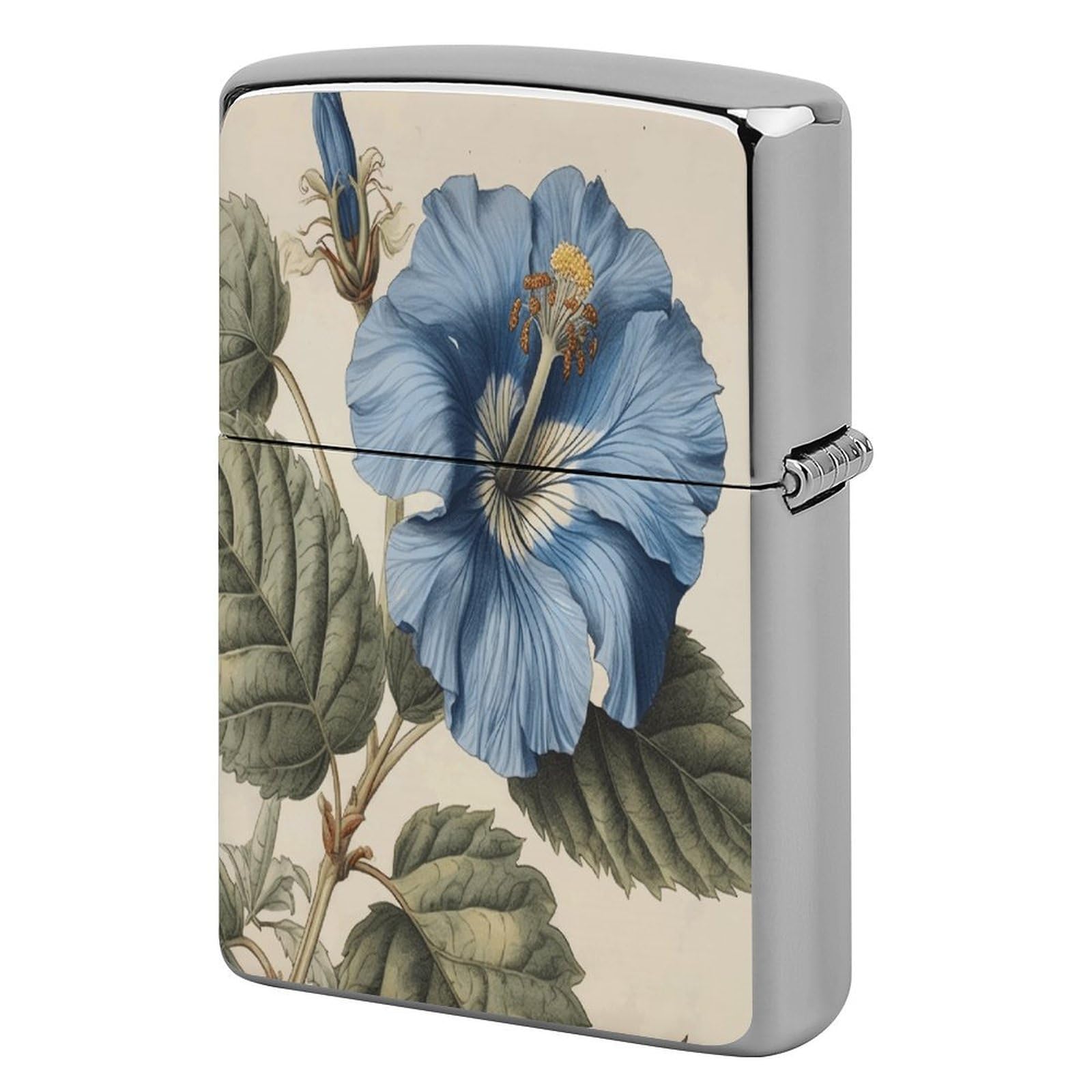 Btcowzrv Style Hibiscus Flower Art Metal Lighter Case Sleeve Cover Holder