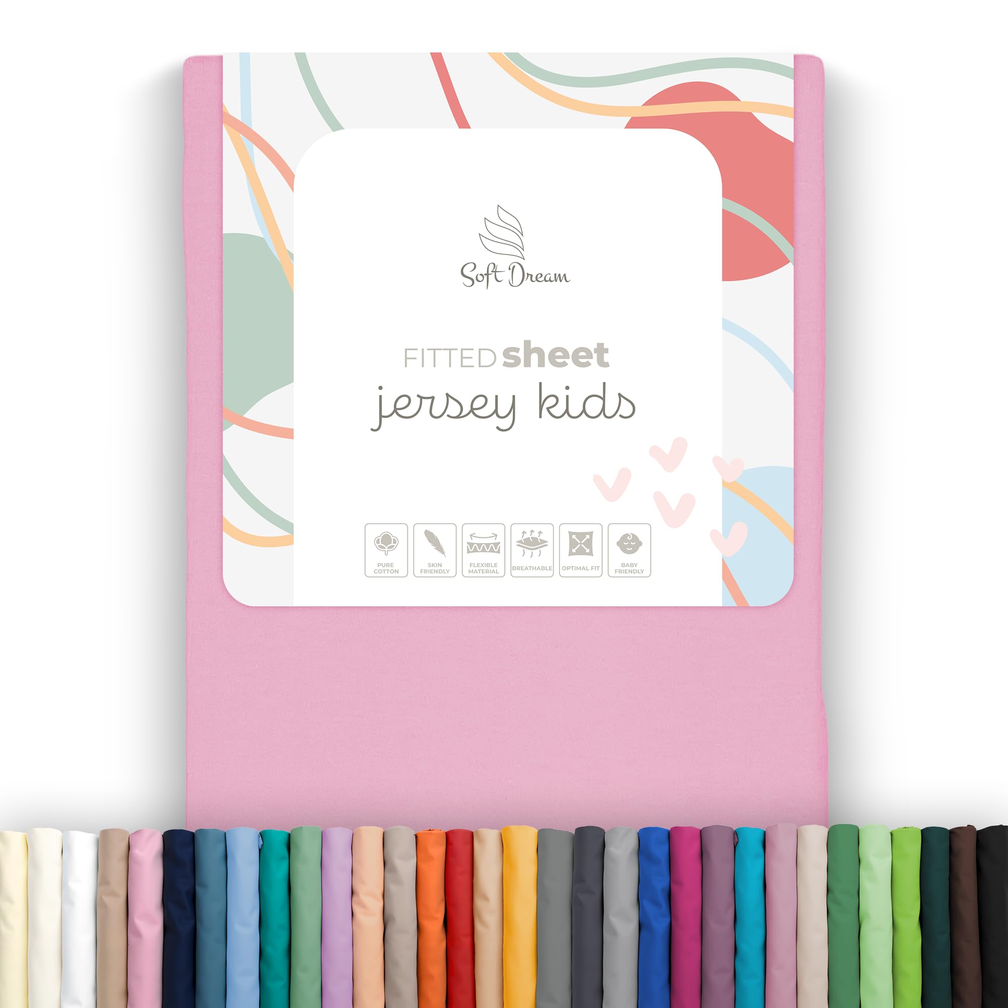 Soft Dream Fitted Sheet, 90 x 200 cm, Pink - 100% Combed Cotton Jersey - Premium Quality - Fitted Sheet for Children's Bed Junior Bed - OekoTex Certified - Made in the EU - 90x200cm Pink