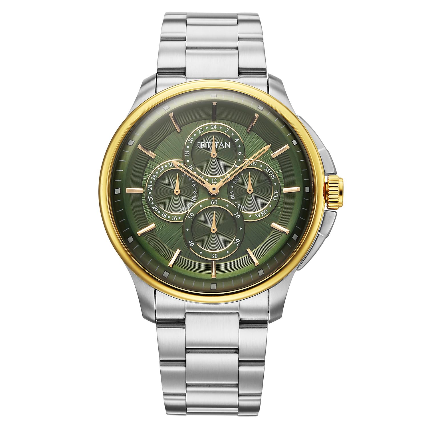 Titan Classique Four Eye Multifunction Analog with Green Dial Silver Stainless Steel Strap Watch for Men - 90217BM02-picture-10