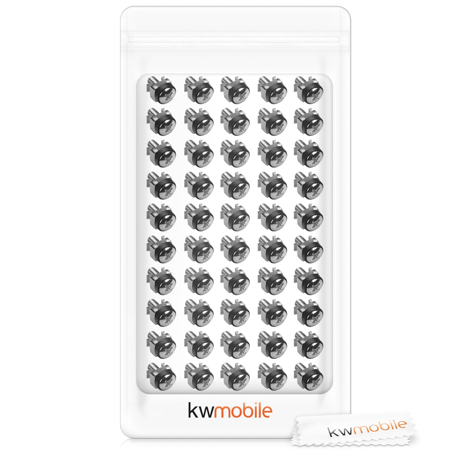 kwmobile Set 50x Dadi Ingabbiati - Viti con Gabbia 50 Pz Filettatura M6 - Dado per Installazione su Rack per Hardware da 10" e 19" - Argento