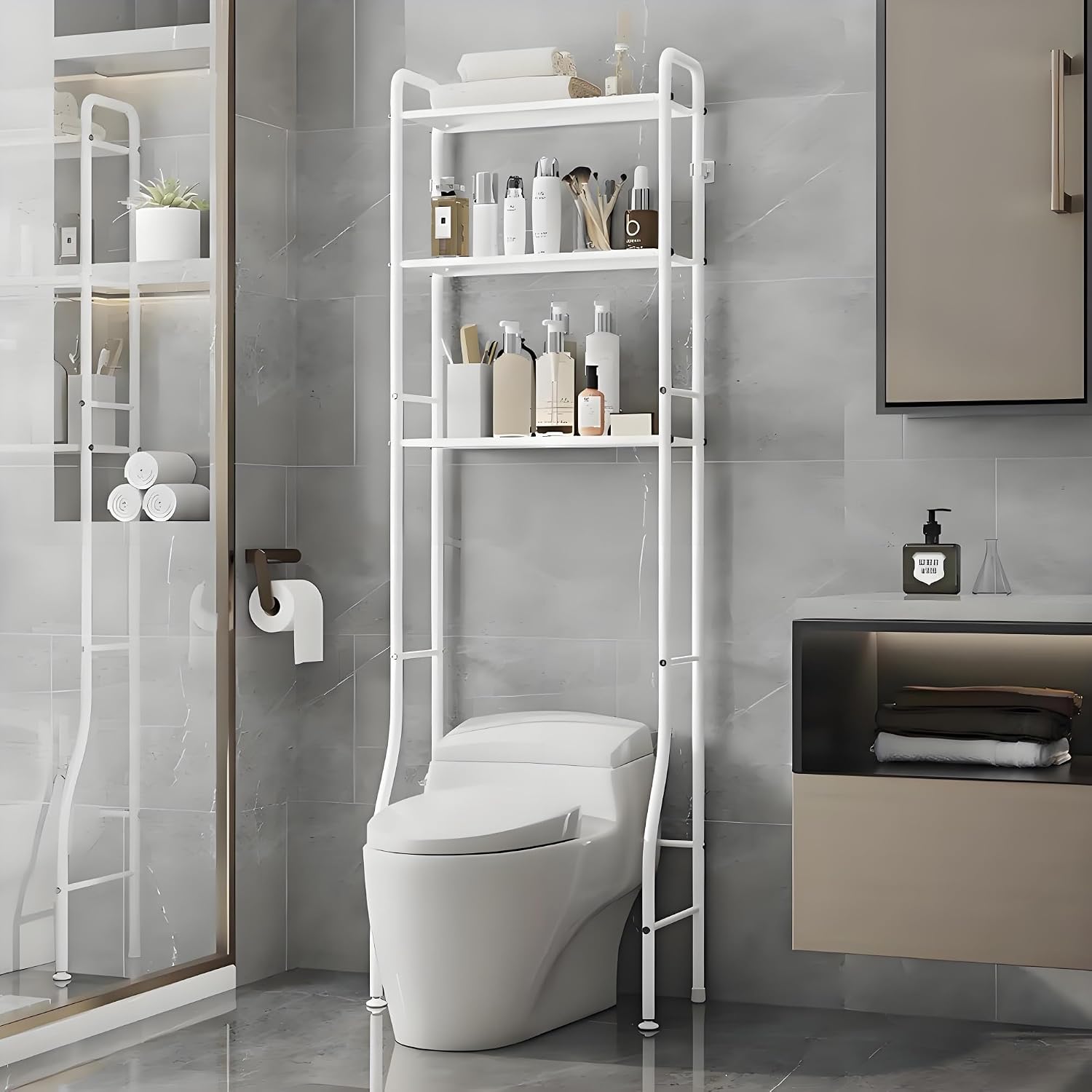Over The Toilet Storage Cabinet, Bathroom Storage Over The Toilet, Toilet Shelves That Go Over The Toilet, Home Space-Saving Toilet Rack, for Laundry Restroom, Hotel