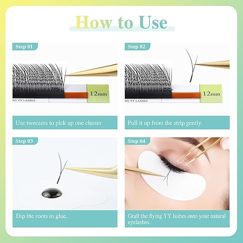 Miniatura 56 de NAGARAKU YY Extensiones de Pestañas de Alta Capacidad 54 Filas 0.07 D Rizado 7-15mm Longitud Mixta Suministros Y Pestaña 4D Volumen Ruso Cruzado YY