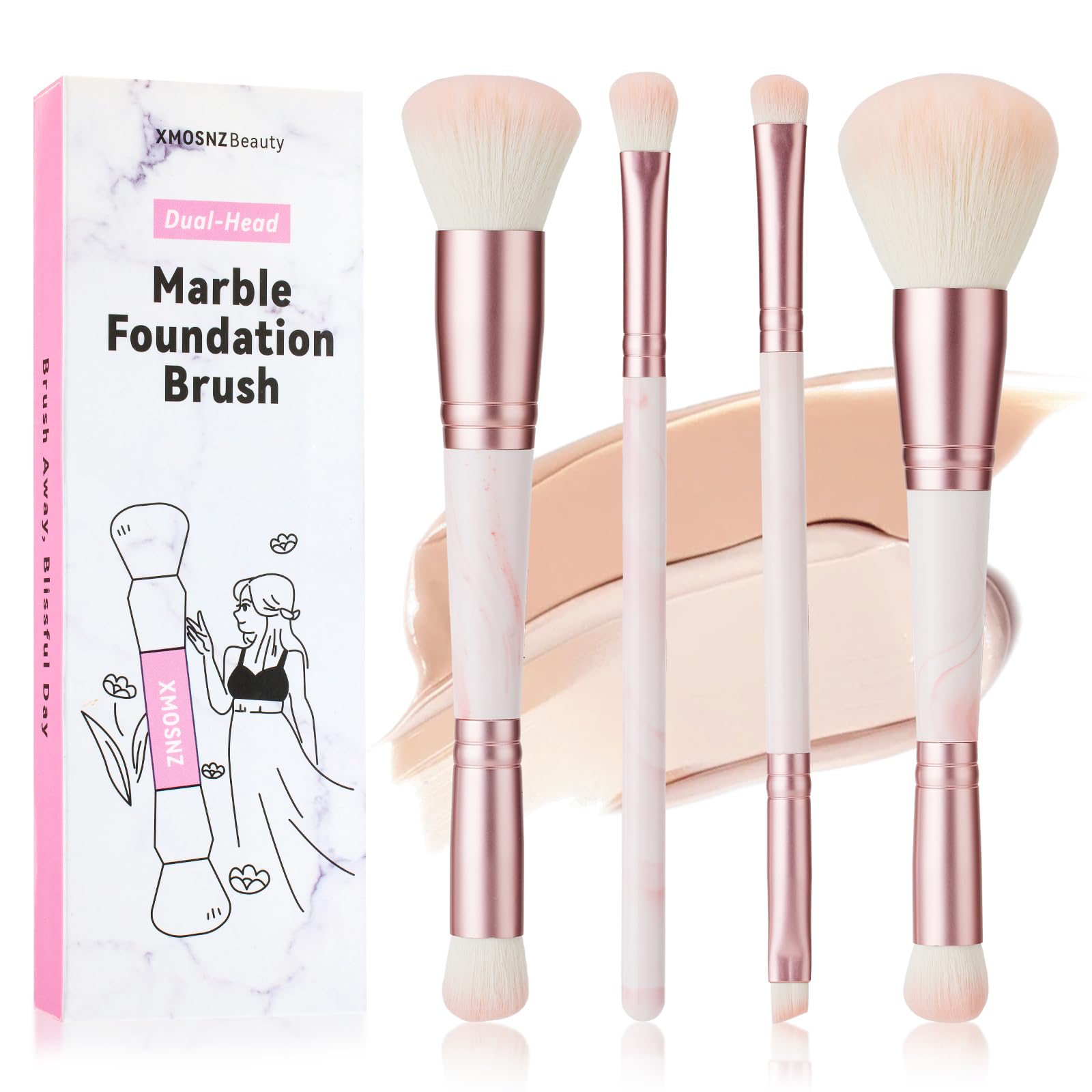 Double Ended Makeup Brush Two-In-One for Creating a Gorgeous Foundation Brush for Liquid Makeup Brochas Para Maquillaje Patrick Ta Blush Foundation Blush (Pink)