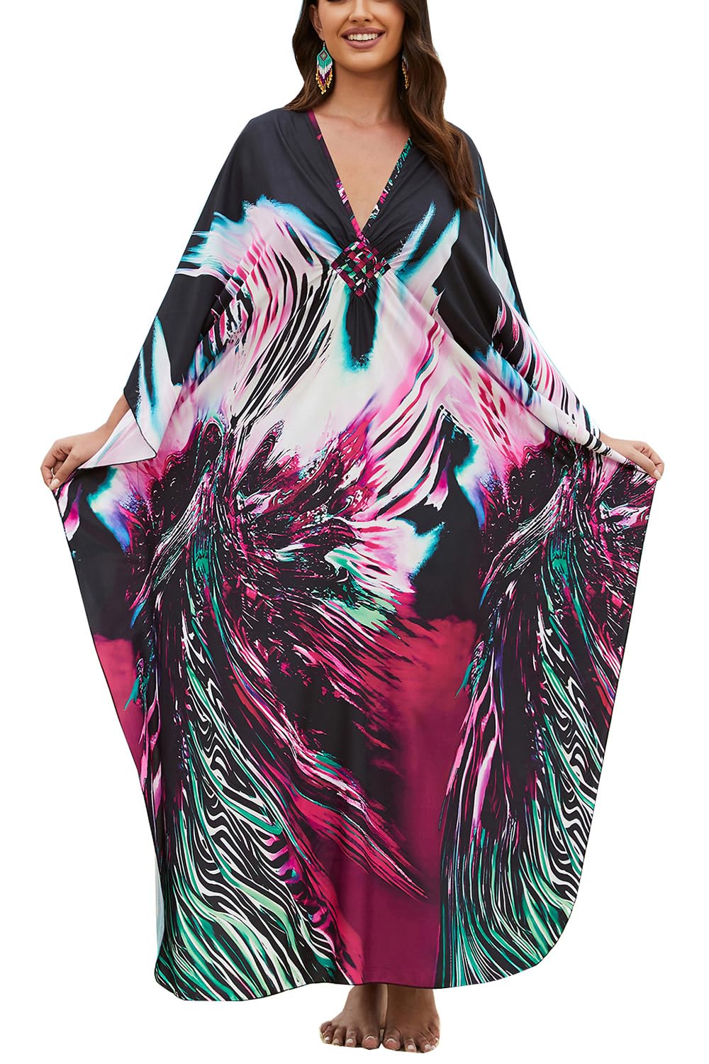 L-Peach Langes Kaftan-Nachthemd für Damen, geräumig, übergro
