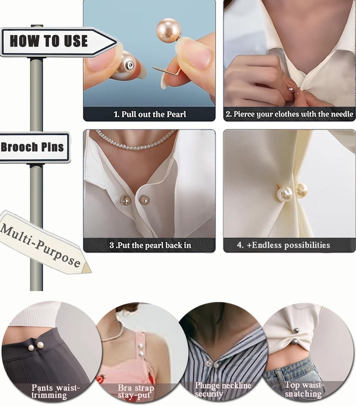 9 Pack Lace Modesty Panel for Women - Invisible Cleavage Cover with Adjustable Bra Hooks & Elegant Brooch Pins Mock Camisole Inserts Anti-Peek Coverage for Dresses, Tops - Image 4