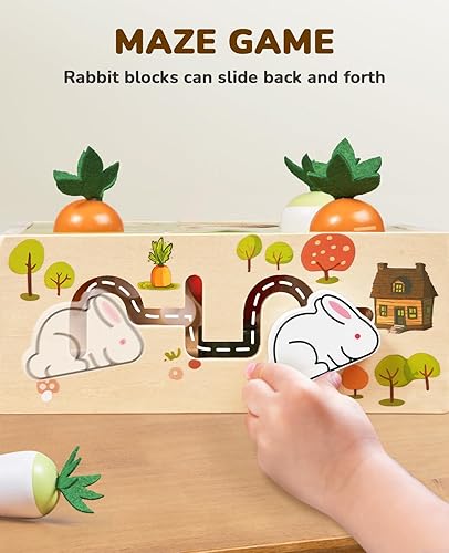 Miniatura 4 de Montessori - Juguetes de madera para bebés de 1, 2 y 3 años, habilidades motoras finas, juguetes de animales de granja, engranajes, laberinto y