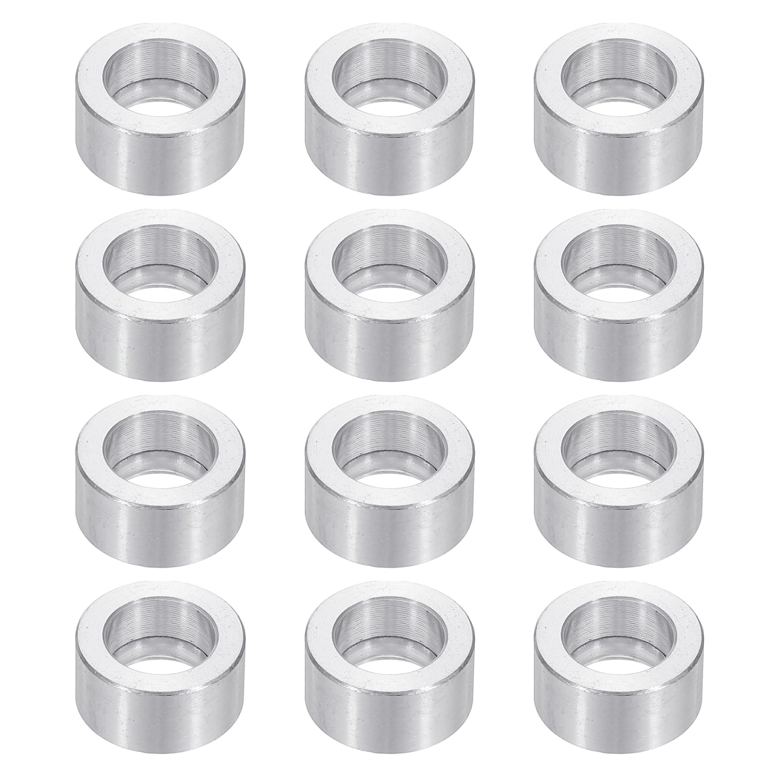 PATIKIL M10 Aluminum Spacers, 12pcs 3/8" x 5/8" Round Metal Spacers for 3/8 or M10 Screw Bolts, Unthreaded Standoff Bushing 3/8"L, 10.2x16x10mm