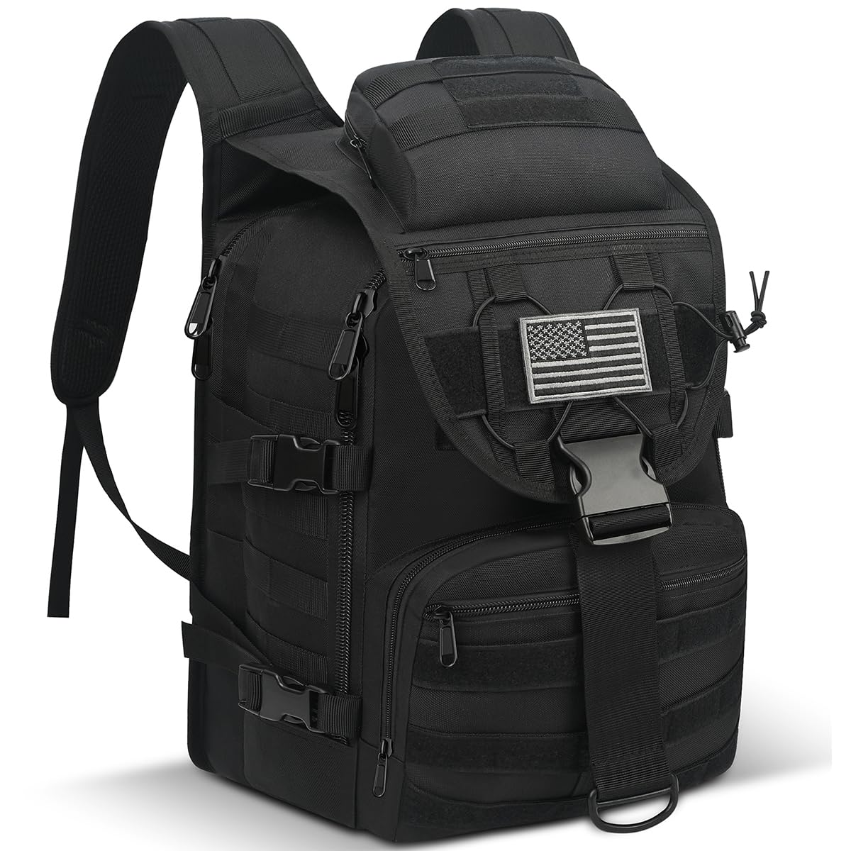 MIYCOOMilitary Tactical Backpack for Men, Large Waterproof Army Backpack & Assault Pack, Molle Bag 3 Day Bug Out Bag, Hiking & Hunting Rucksack, Police Backpack - 40L Black