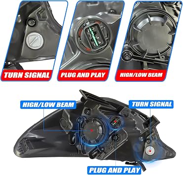 Headlight Assembly Compatible with 2012-2017 Kia Rio w/Bulbs Halogen Headlamp (Driver Left Side)